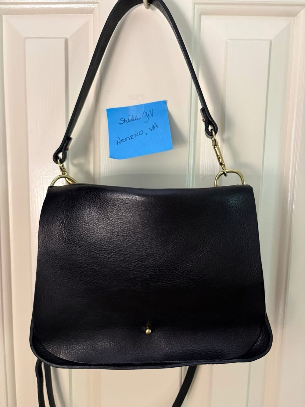 Black luxe leather saddle bag - Picture 2 of 5